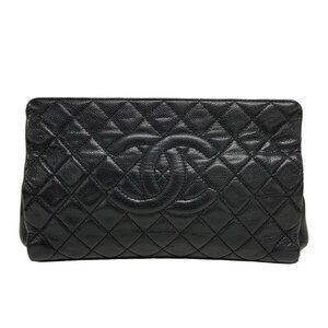 CHANEL Matelasse Black Calfskin Clutch Bag